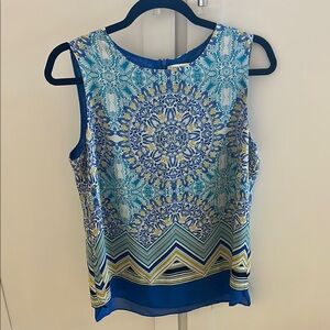 Blue and Yellow Sleeveless Top